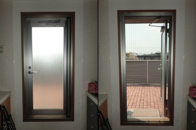 キッチン片開き窓に　横引き収納網戸　アルマーデIII　名古屋市