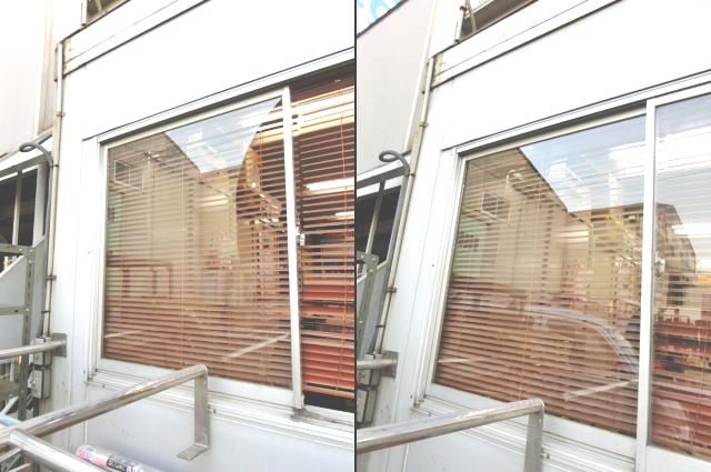 事務所の窓ガラスの修理、交換　名古屋市南区