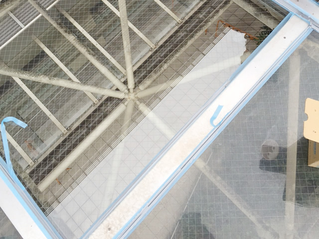 トップライトのガラス修理、交換　名古屋市熱田区