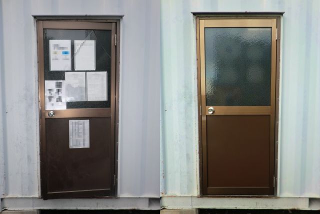 事務所入口ドア取替え工事　名古屋市