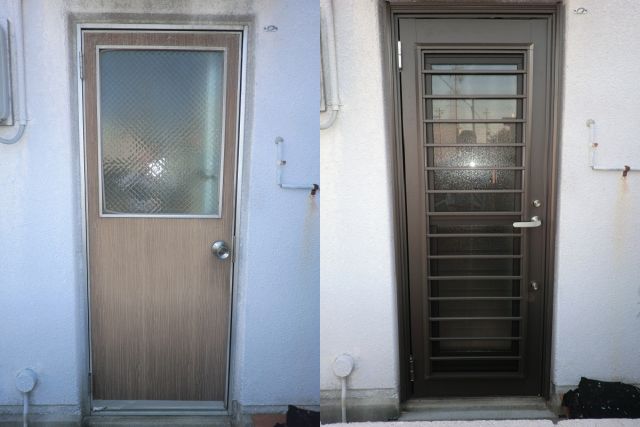 玄関ドアの防犯対策　１ドア２ロック　トステム製リフォーム玄関