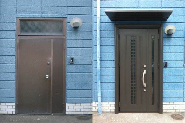 玄関ドアの防犯対策　トステム製リシェント　名古屋市
