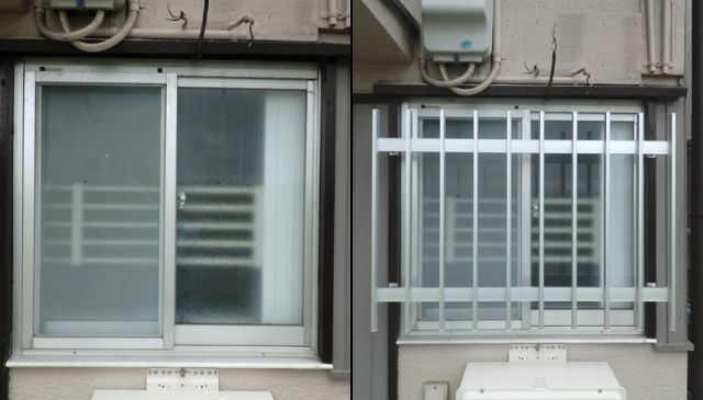 窓の防犯対策　アルミ面格子取付工事　名古屋市