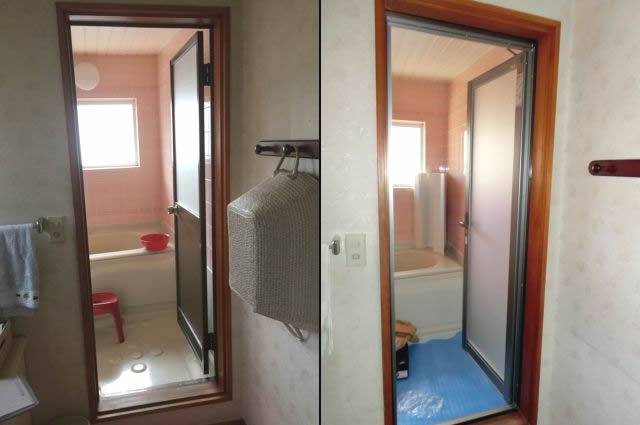 浴室ドア取替工事　浴室カバー工法　名古屋市天白区