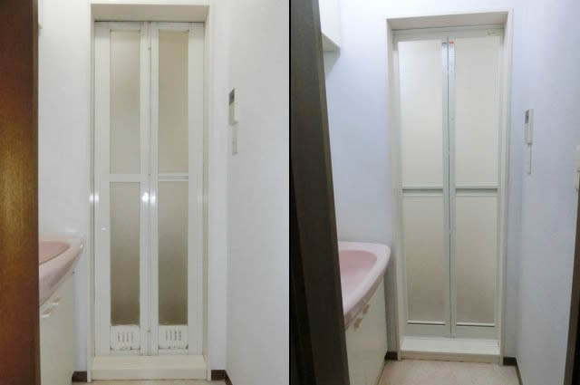 浴室中折れドア取替工事　名古屋市昭和区