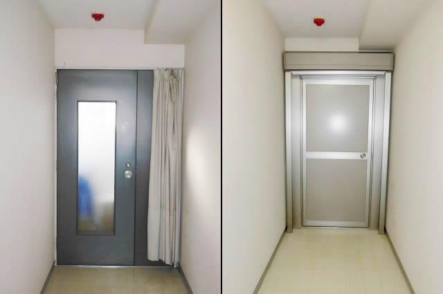 事務所入口ドア改修　片開きアルミ框ドア　名古屋市名東区